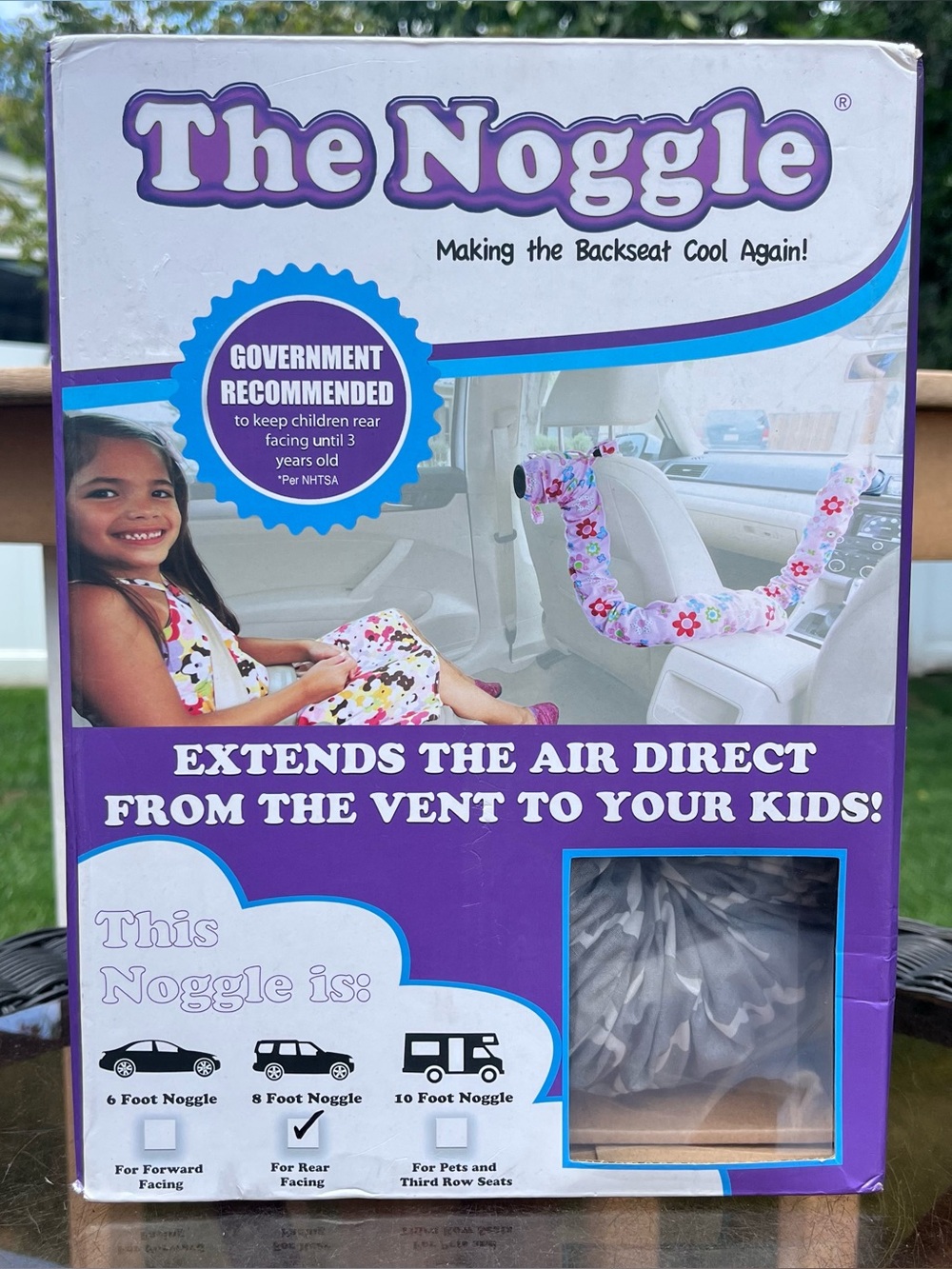 The Noggle 8 Foot Gray Quatrefoil Rear Facing Air Vent Extender NEW